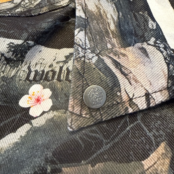 Darc Sport Starry Blossom Woodland Camo Denim Jacket — Size L (Oversized) Sample - Picture 8 of 9